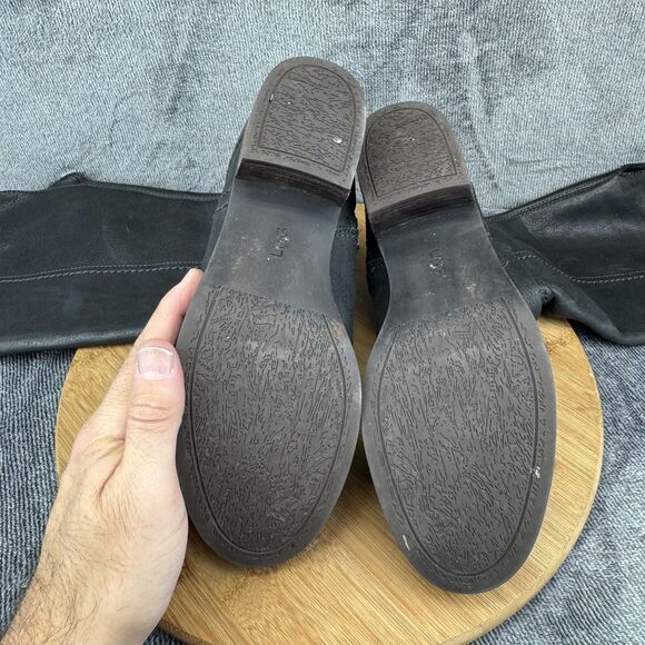 UGG Boots Womens Size 8.5 Black Leather Harness Riding Tall Zip Studded Buckle - Picture 8 of 9